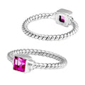 Wholesale sterling silver Pink Quartz square rope band ring handcrafted in Bali.