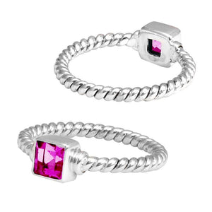 Wholesale sterling silver Pink Quartz square rope band ring handcrafted in Bali.