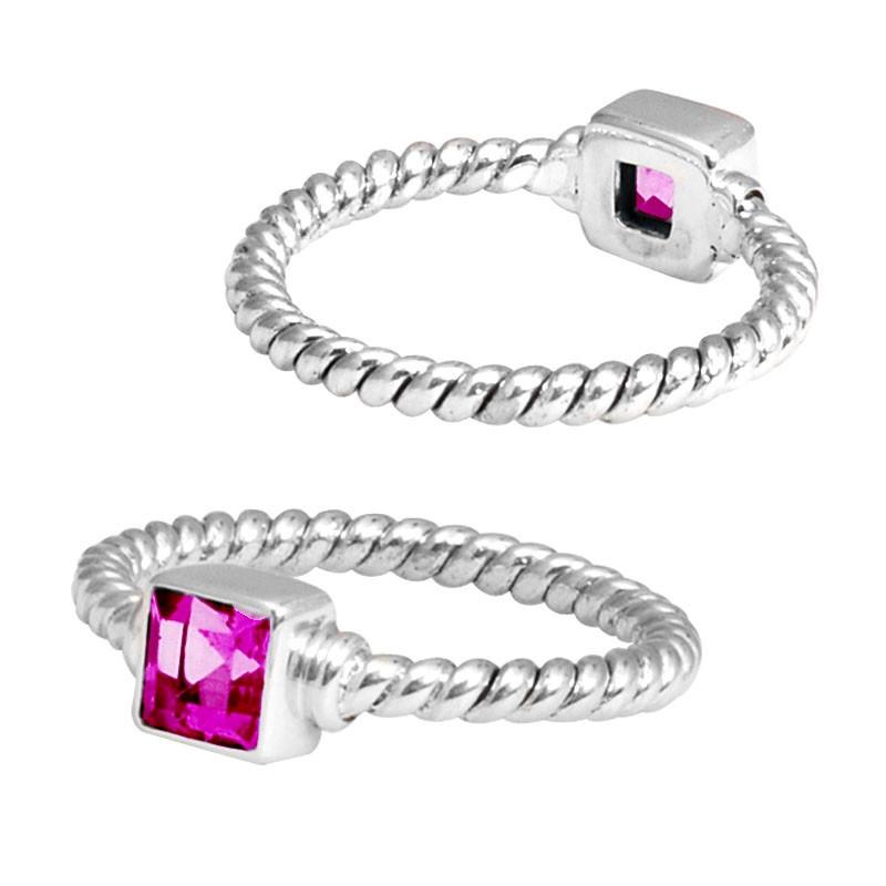 Wholesale sterling silver Pink Quartz square rope band ring handcrafted in Bali.