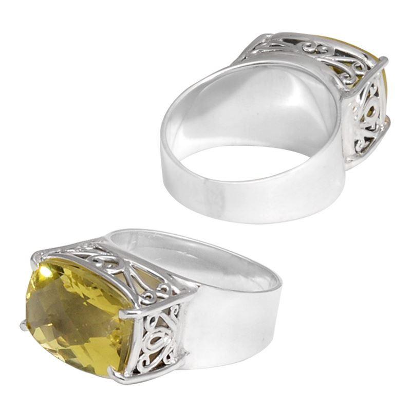Wholesale sterling silver Lemon Quartz filigree oval ring handcrafted in Bali.