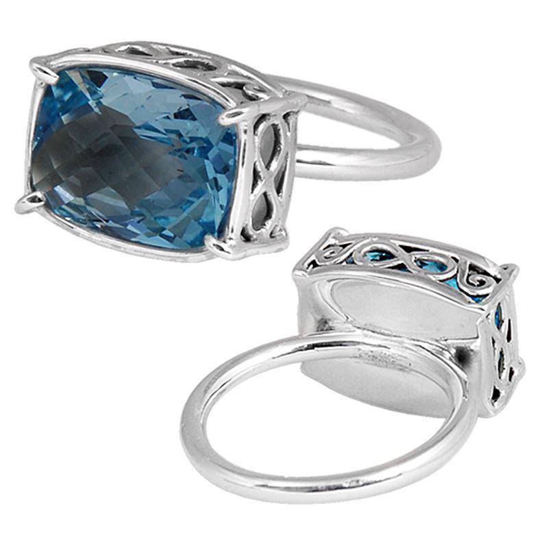 SR-5370-BT-6" Sterling Silver Ring With Blue Topaz Q. Jewelry Bali Designs Inc 