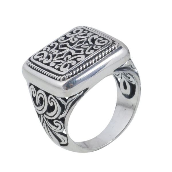 SR-5394-S-12'' Sterling Silver Ring With Plain Silver Jewelry Bali Designs Inc 