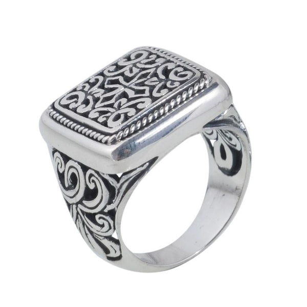 SR-5394-S-13" Sterling Silver Ring With Plain Silver Jewelry Bali Designs Inc 