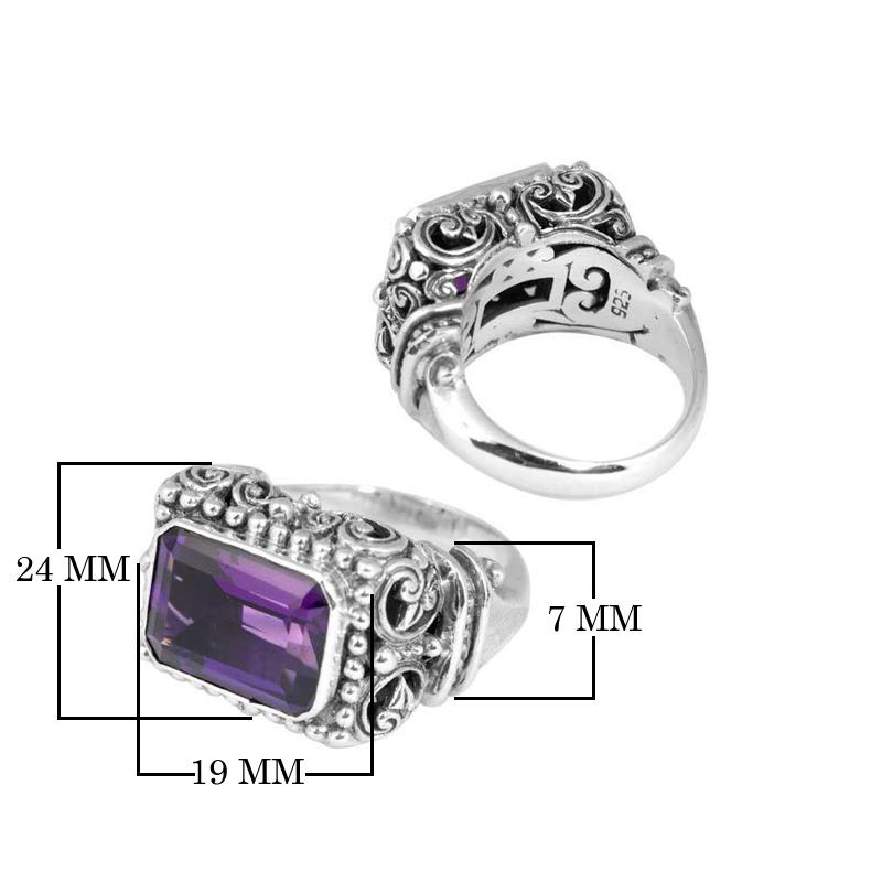 SR-5395-AM-10" Sterling Silver Ring With Amethyst Q. Jewelry Bali Designs Inc 