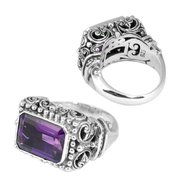 SR-5395-AM-6" Sterling Silver Ring With Amethyst Q. Jewelry Bali Designs Inc 
