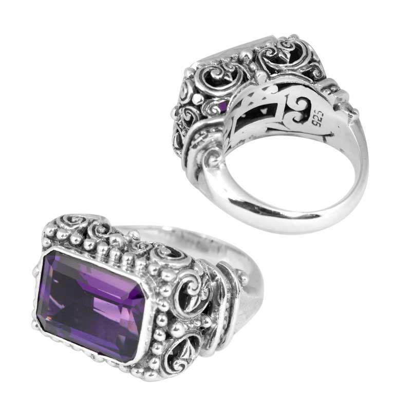 SR-5395-AM-7" Sterling Silver Ring With Amethyst Q. Jewelry Bali Designs Inc 