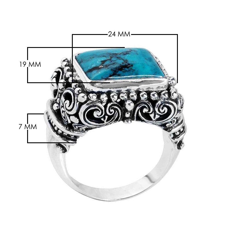 SR-5395-TQ-8" Sterling Silver Ring With Turquoise Jewelry Bali Designs Inc 