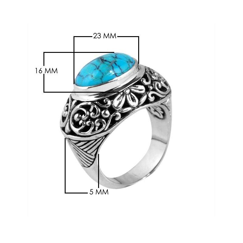 SR-5398-TQ-7" Sterling Silver Ring With Turquoise Jewelry Bali Designs Inc 
