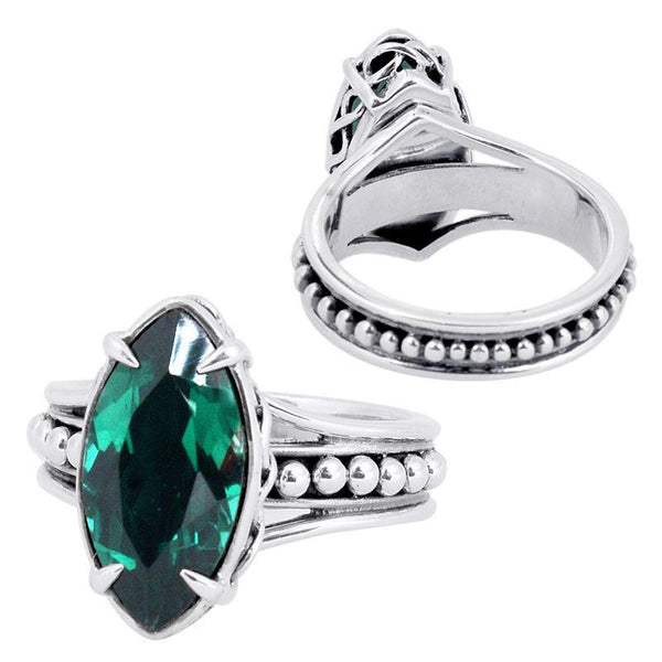 SR-5422-GQ-8" Sterling Silver Ring With Green Quartz Jewelry Bali Designs Inc 