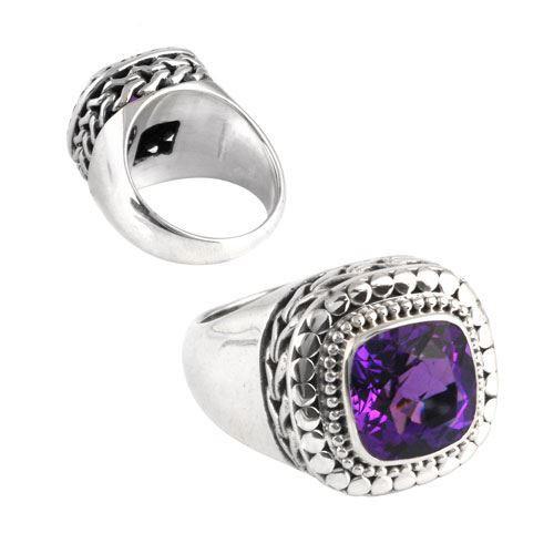 SR-5430-AM-10" Sterling Silver Ring With Amethyst Q. Jewelry Bali Designs Inc 