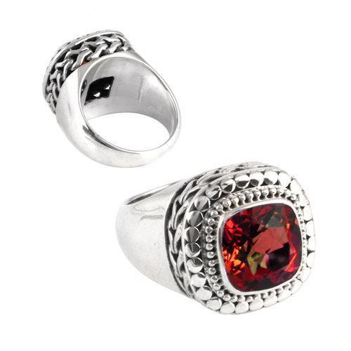 SR-5430-GA-10" Sterling Silver Ring With Garnet Q. Jewelry Bali Designs Inc 