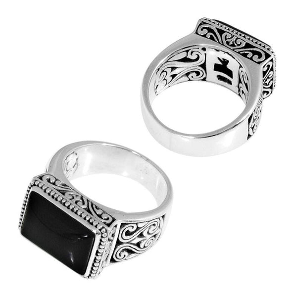 SR-5439-ONX-6" Sterling Silver Ring With Black Onyx Jewelry Bali Designs Inc 