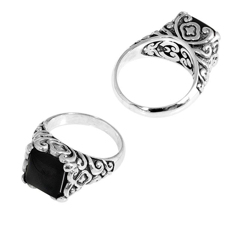 SR-5441-ONX-6" Sterling Silver Ring With Black Onyx Jewelry Bali Designs Inc 