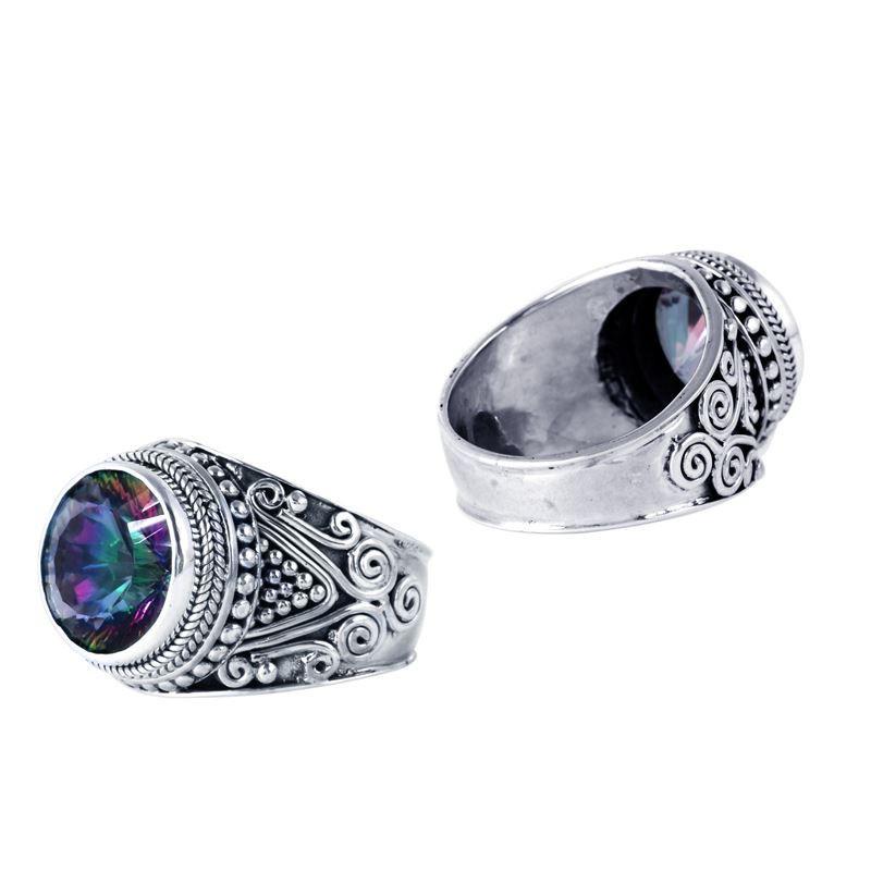 SR-5794-MT-8" Sterling Silver Ring With Mystic Quartz Jewelry Bali Designs Inc 