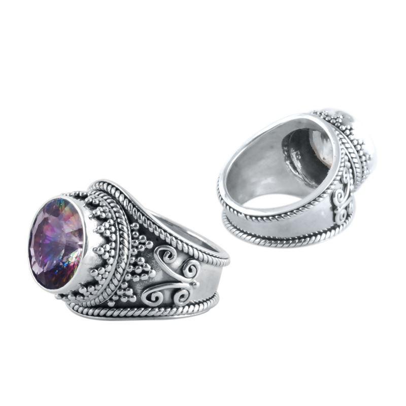 SR-5802-MT-5" Sterling Silver Ring With Mystic Quartz Jewelry Bali Designs Inc 