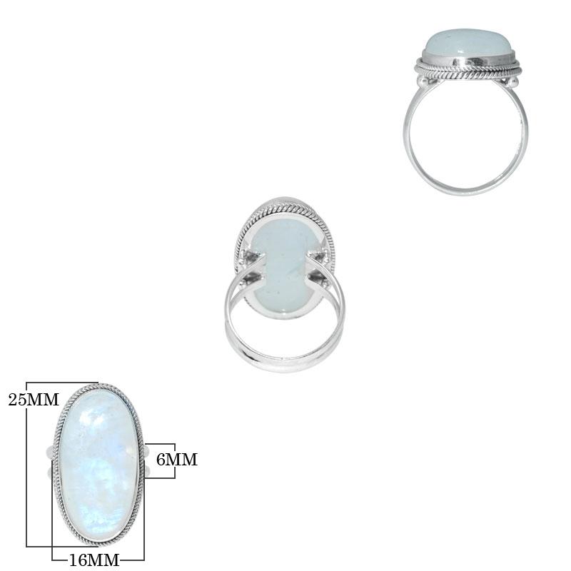 SR-6094-RM-11" Sterling Silver Ring With Rainbow Moonstone Jewelry Bali Designs Inc 