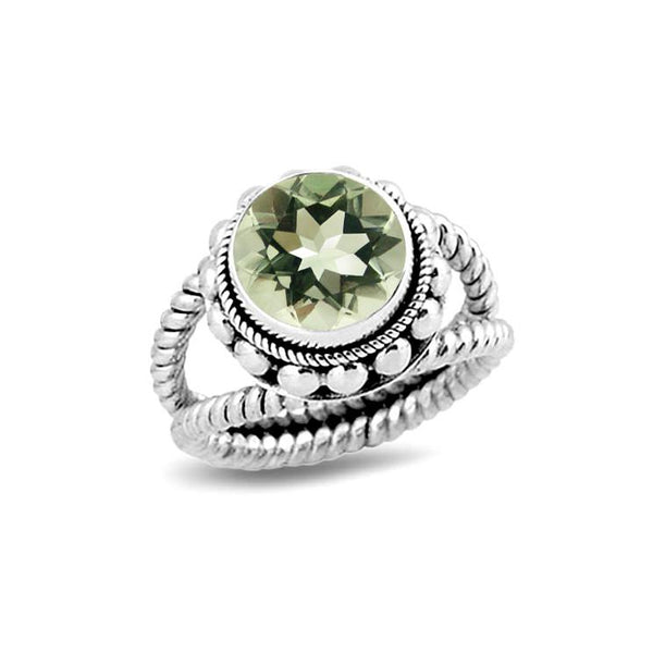 SR-7981-GAM-7" Sterling Silver Ring With Green Amethyst Q. Jewelry Bali Designs Inc 