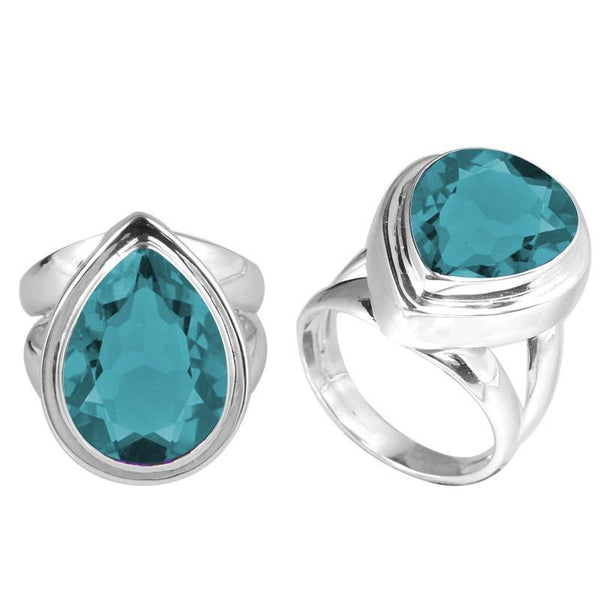 SR-8050-BT-11" Sterling Silver Ring With Blue Topaz Q. Jewelry Bali Designs Inc 