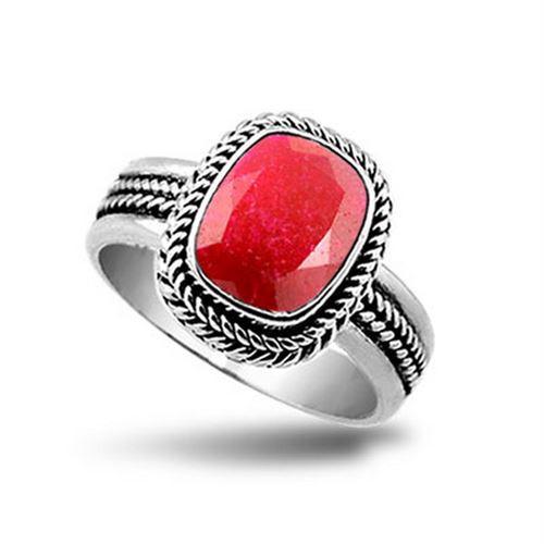 SR-8052-RB-5" Sterling Silver Ring With Ruby Jewelry Bali Designs Inc 