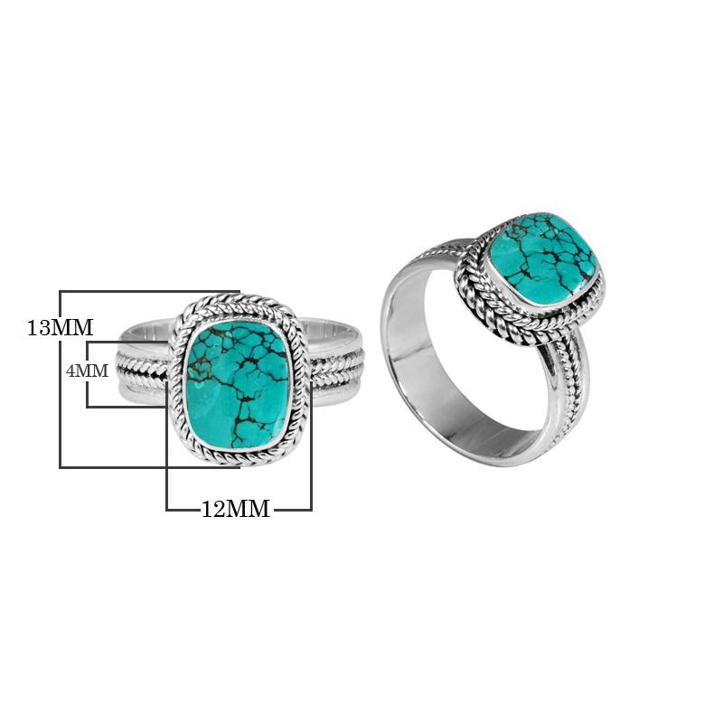 SR-8052-TQ-7" Sterling Silver Ring With Turquoise Jewelry Bali Designs Inc 