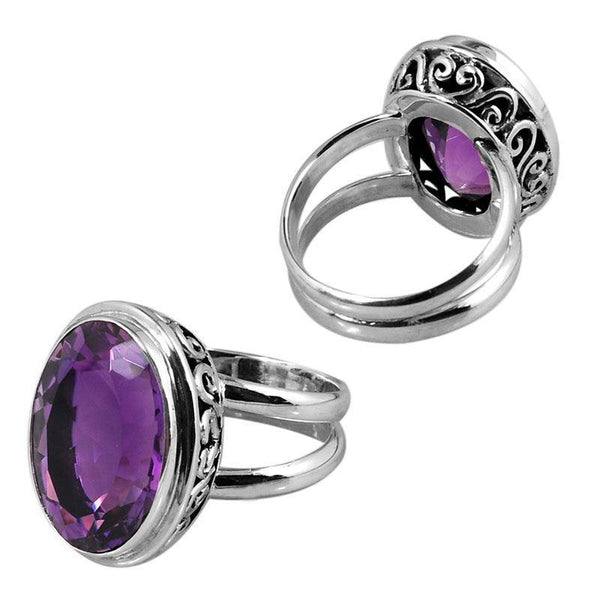 SR-8213-AM-7" Sterling Silver Ring With Amethyst Q. Jewelry Bali Designs Inc 