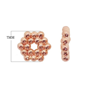 Elegant circular beaded spacer ring in rose gold overlay over copper handcrafted in India for retail jewelry designs