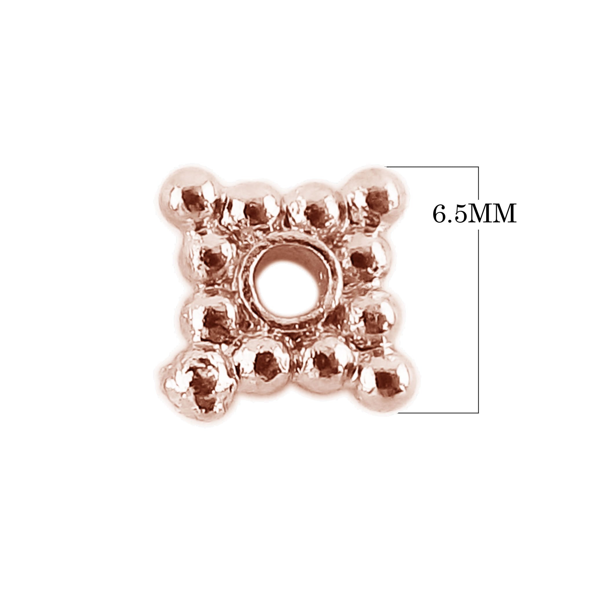 Handcrafted square beaded spacer in rose gold overlay over copper made in India for wholesale jewelry components