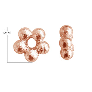 Rose gold overlay over copper flower spacer beads handcrafted in India for jewelry wholesale