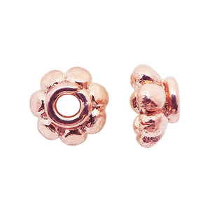 Bali petal spacer components in rose gold overlay over copper handcrafted in India for wholesale jewelry manufacturing