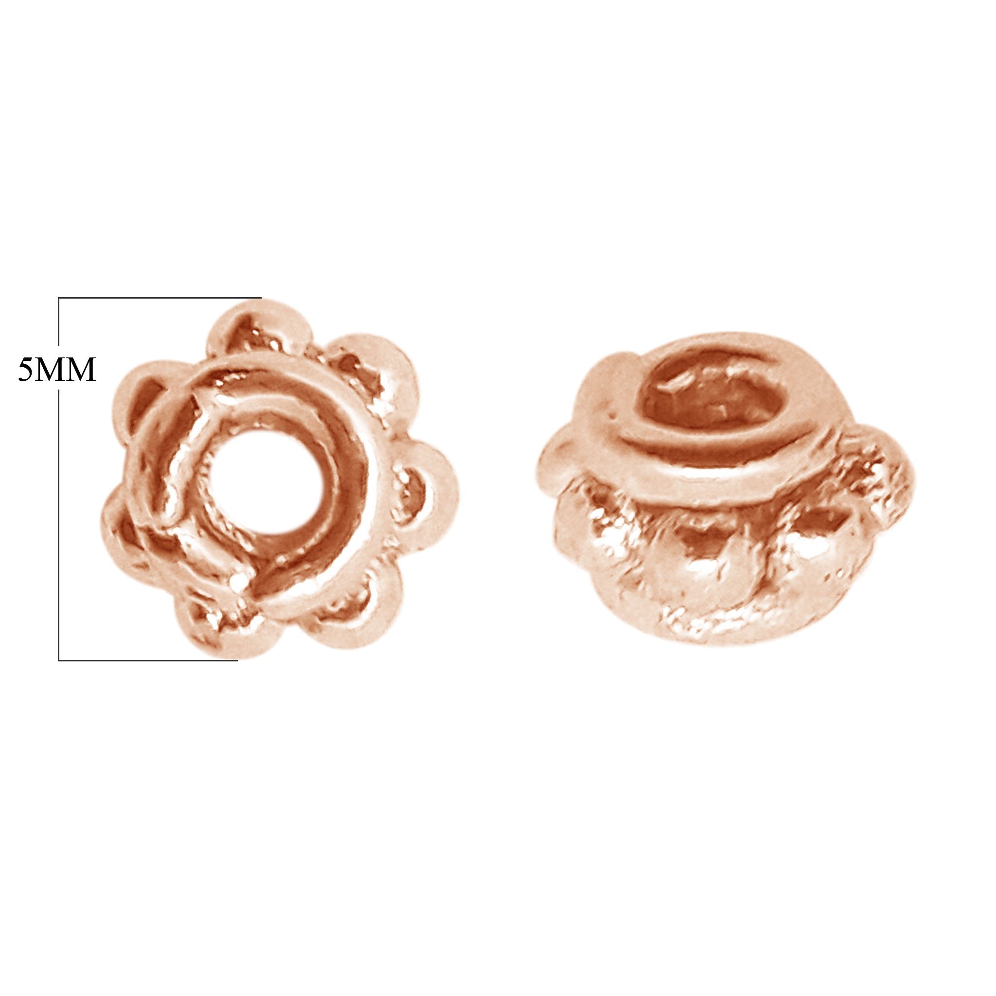 Bali dome spacer components in rose gold overlay over copper handcrafted in India for wholesale jewelry manufacturing