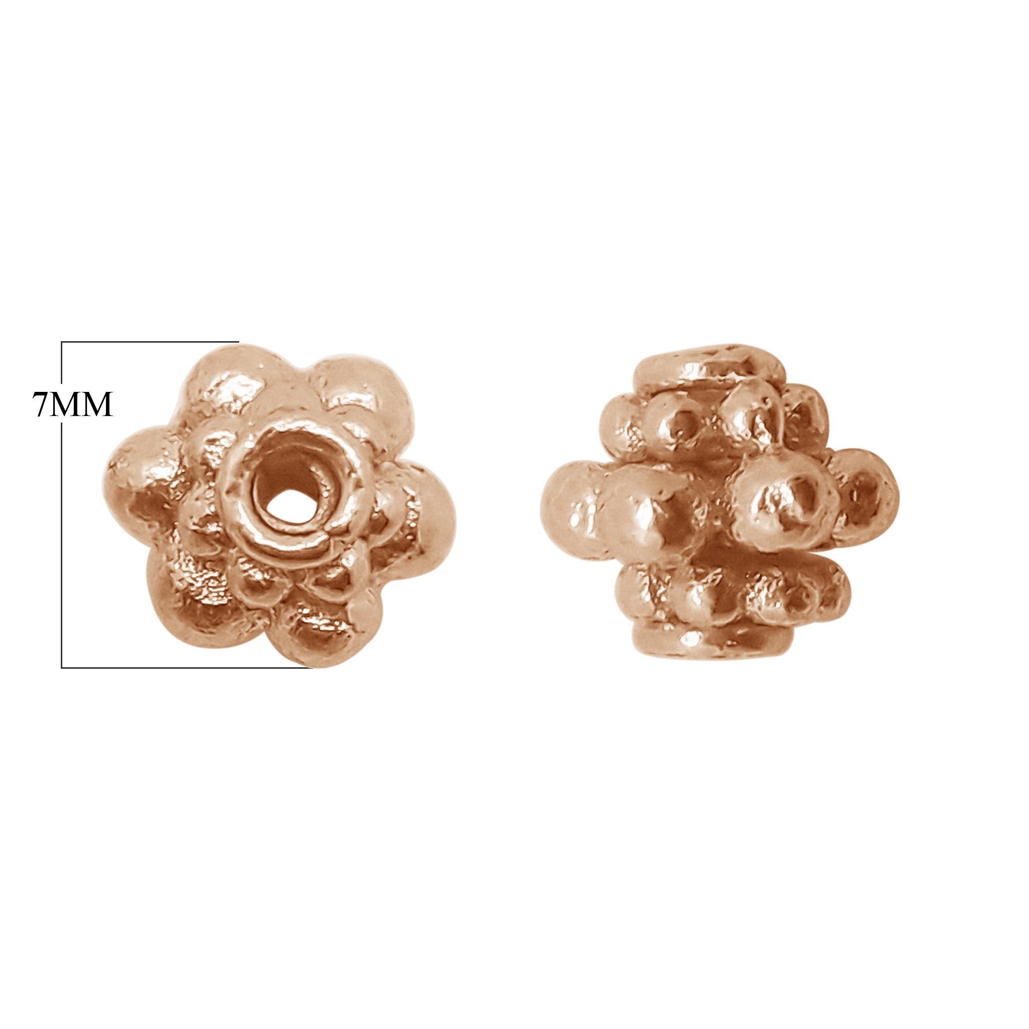 Bali blossom spacer components in rose gold overlay over copper handcrafted in India for wholesale jewelry manufacturing