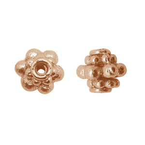 Bali blossom spacer components in rose gold overlay over copper handcrafted in India for wholesale jewelry manufacturing