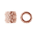 Braided barrel large hole spacer bead with rose gold overlay over copper, handcrafted in India