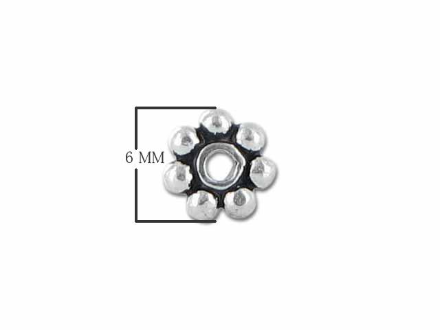 SSF-100-6MM Silver Overlay Daisy Bead Spacer Beads Bali Designs Inc 