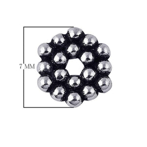 Circular beaded ring spacer bead with center hole, Silver Overlay Over Copper, handcrafted in India for wholesale jewelry making.