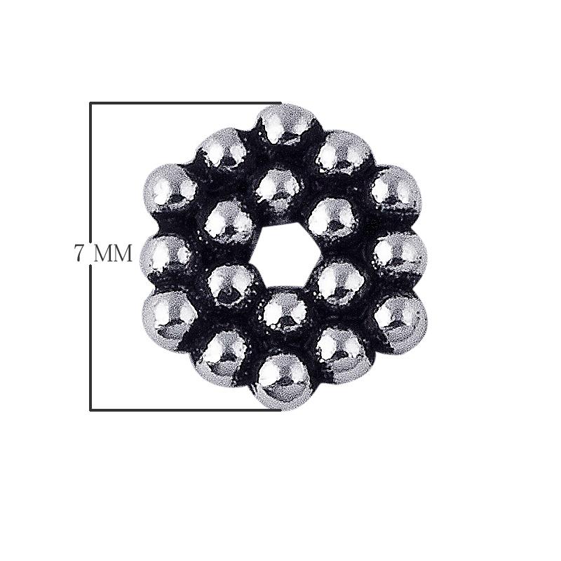 Circular beaded ring spacer bead with center hole, Silver Overlay Over Copper, handcrafted in India for wholesale jewelry making.