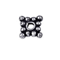 Silver overlay over copper cluster spacer beads handcrafted in India with polished finish and bubble texture.