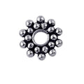 Silver overlay over copper circular cluster spacer beads handcrafted in India with polished finish and bubble detailing.