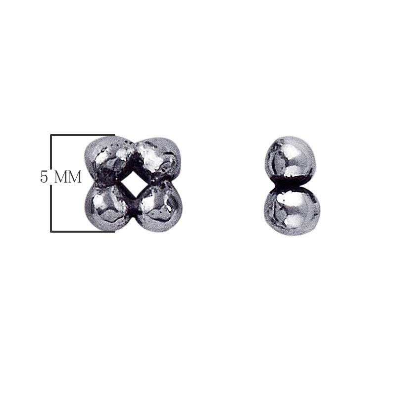 Silver overlay over copper square cluster spacer beads handcrafted in India with polished finish and bubble detailing.
