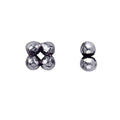 Silver overlay over copper square cluster spacer beads handcrafted in India with polished finish and bubble detailing.