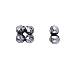 Silver overlay over copper square cluster spacer beads handcrafted in India with polished finish and bubble detailing.