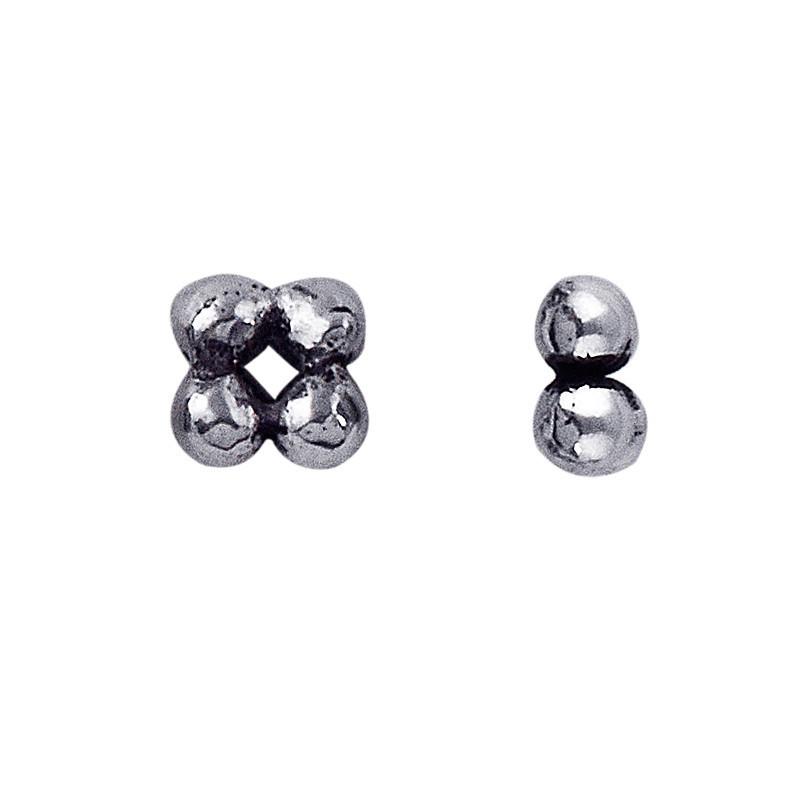 Silver overlay over copper square cluster spacer beads handcrafted in India with polished finish and bubble detailing.