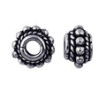 Antique silver overlay beaded spacer charm over copper with oxidized textured design handcrafted in India