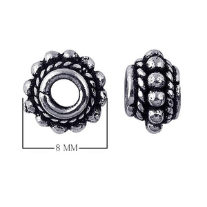 SSFAntique silver overlay beaded spacer charm over copper with oxidized textured design handcrafted in India-122 Silver Overlay Spacers Beads Bali Designs Inc 