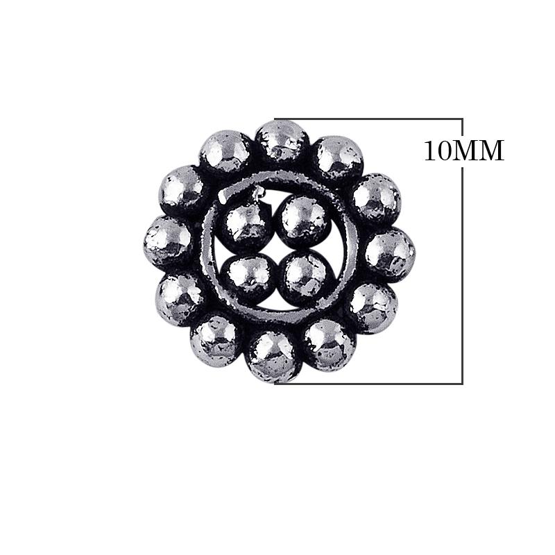 Silver Overlay Over Copper antique double beaded round spacer jewelry component, handcrafted in India, shown in detailed front view.