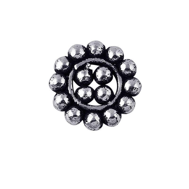 Silver Overlay Over Copper antique double beaded round spacer jewelry component, handcrafted in India, shown in detailed front view.