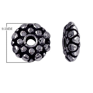Silver Overlay Over Copper circular jewelry component with raised dot texture and oxidized finish handcrafted in India
