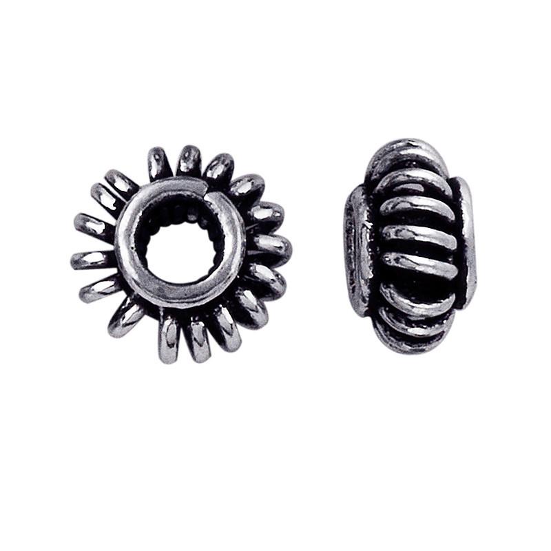 Artisan Silver Overlay Over Copper Sunflare Rope Detailed Bali Spacers With Oxidized Finish