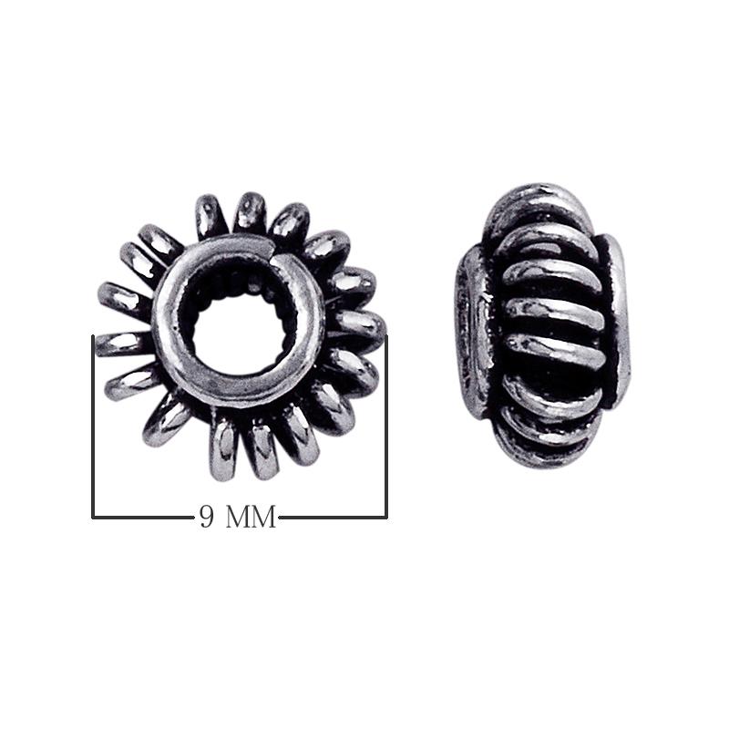 Artisan Silver Overlay Over Copper Sunflare Rope Detailed Bali Spacers With Oxidized Finish