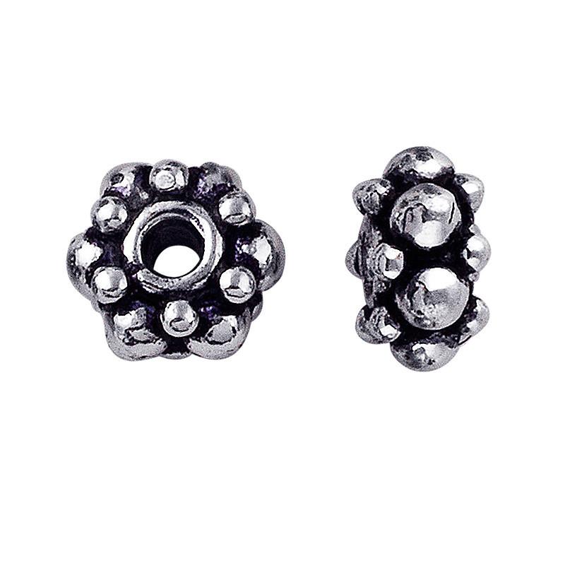 Silver Overlay Over Copper rounded clustered jewelry component with oxidized finish handcrafted in India